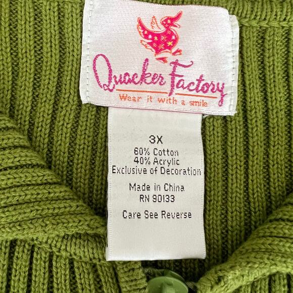 Quacker Factory Rhinestone Zippered Short Sleeve Sweater Women's 3X - Picture 4 of 7